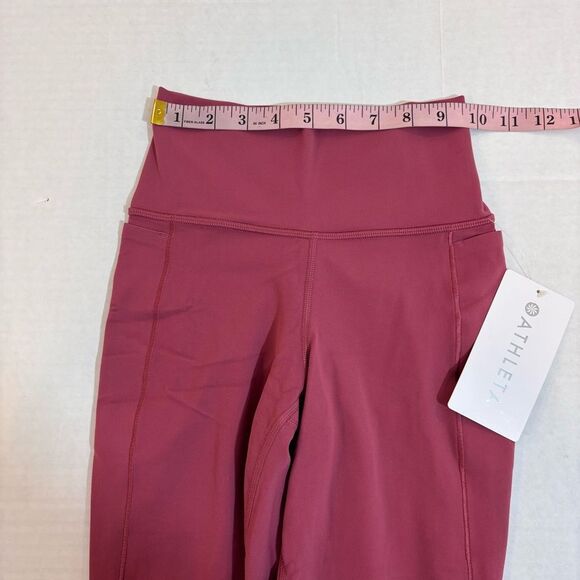 Athleta Transcend High Rise Stash Straight Crop NEW with tags Size XS Berry Rose - Picture 11 of 13